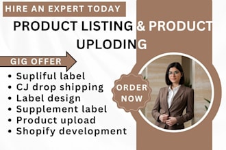 do a supliful shopify store design, product upload and supplement label design