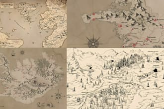 vector map illustration map design 3d isometric fantasy map cartography city map
