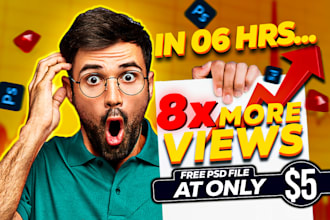 design attractive and viral clickbait youtube custom thumbnails in just 8 hours