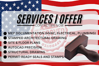 do texas, california, florida pe stamp, city permit structural floor plan, hvac