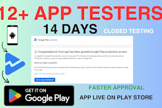 provide 12 testers for google play closed testing 14 days