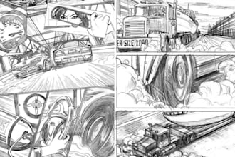 create superhero comic cover graphic novel storyboard comic page