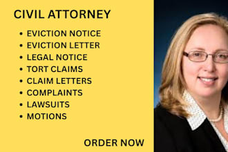 be your civil lawyer for tort claims,contract breaches, landlord tenant disputes