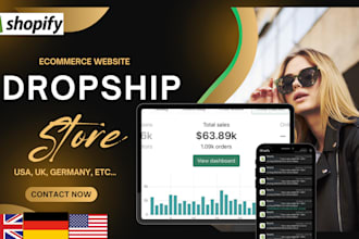 design, setup automated shopify dropshipping store website for USA, UK, germany