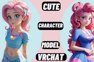 create 3d cute character model 3d character design 3d carton for games streaming
