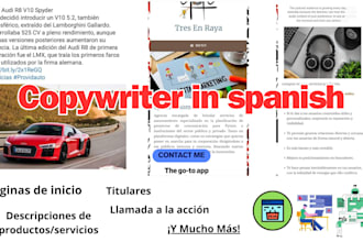copywrite engaging copy for your services website in spanish