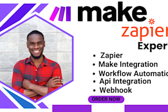 setup make com and integromat,zapier to automate workflow