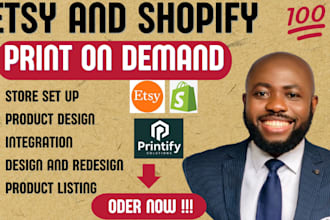 create print on demand store printify for etsy, shopify and upload designs
