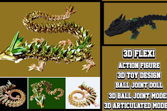 sculpt 3d articulated model flexi toy design, 3d bjd doll action figure stl fie