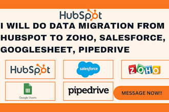 do data migration from hubspot to zoho salesforce, google sheet pipedrive