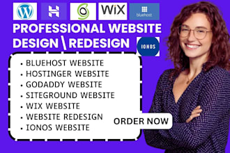 design wordpress website on ionos siteground bluehost hostinger godaddy redesign