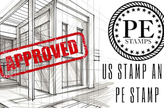 provide florida pe stamp, architectural stamp, USA stamp, city permit floor plan