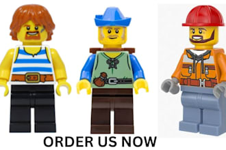 design custom lego 3d model, minifigure and print ready toy models