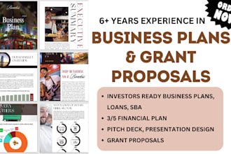 develop a detailed business plan for startups, proposal, business plan writer