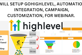 setup gohighlevel  automation  integration campaign customization for webinar