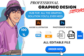 any graphic design work on adobe illustrator photoshop vector tractor logo flyer