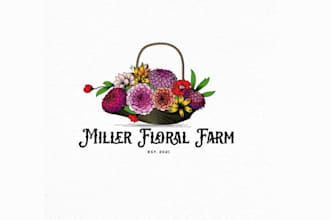 design bouquet small flower farm delivery business logo