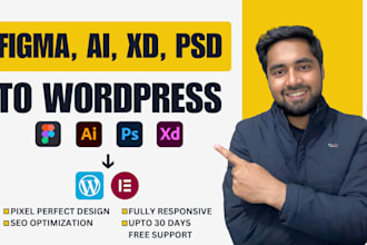 convert ai, xd, PSD, figma to wordpress elementor