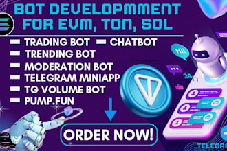 build tg chatbot trading volume telegram bot holder sui, evm ton solana pump fun