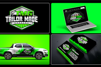 design a modern lawncare, landscape, farm tree agriculture logo and branding kit