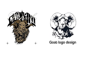 make hand drawn sheep goat head logo