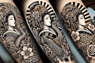 design a professional japanese, asian style tattoo design