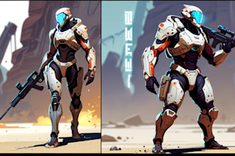 create a sci fi character illustration or sci fi character