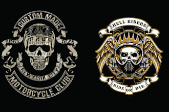 make custom vintage motorcycle skull logo