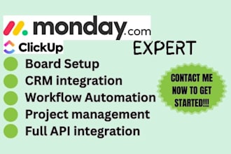 set up integrate and automate monday com monday CRM and clickup for your busines