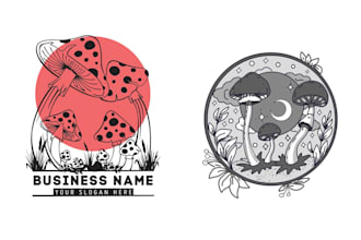 design hand drawn skull mushroom logo