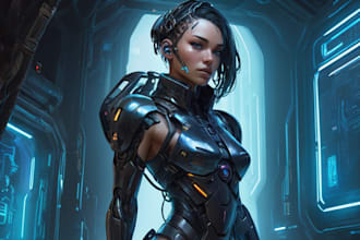 design stunning sci fi, cyberpunk, digital portrait