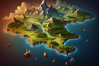 design a fantasy map illustration