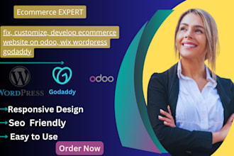 fix, customize, develop ecommerce website on odoo, wix wordpress godaddy webflow