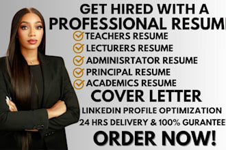 write a professional resume for teachers, lecturers, and school administrators
