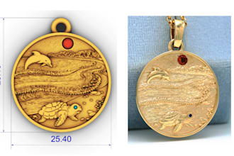 custom engraved pendant design jewelry cad and 3d modeling