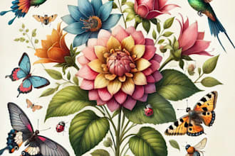 paint watercolor flowers and botanical