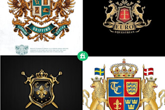 do design luxury heraldic, coat of arms logo very short time