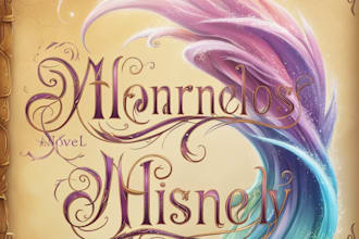 design a fantasy, whimsical and disney style for novel title and logo