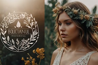 create beautiful hand drawn botanical boho logo