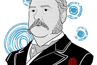 draw your line art portrait in engraving style