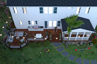 design 2d and 3d back and front yard for you
