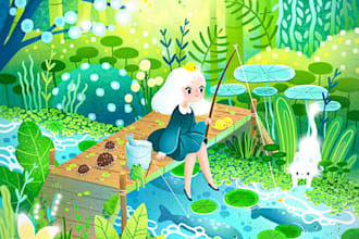 draw children story book illustration and children story book illustration