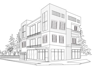 draw detailed building line art, landscape and mandala