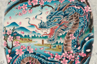 design professional japanese, asian style tattoo design