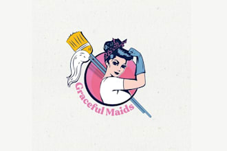 design cute feminine home cleaning company logo