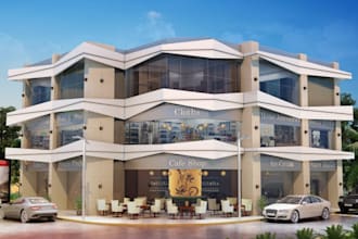 redesign 3d commercial building,retail store, exterior design,mall cgi rendering