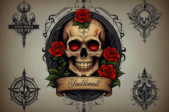 make old school or traditional style tattoo logo design