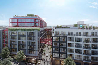 craft 3d city environment, landscape design, roof top building, cgi rendering