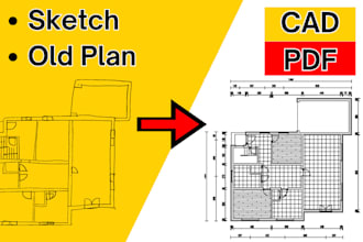 ich digitalisiere deinen 2d grundriss von skizze in PDF dwg format