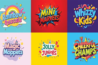 design a fun colorful logo and banner for kids, baby brand design